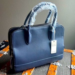 Oriana Double Zip Work Satchel - Navy Blue